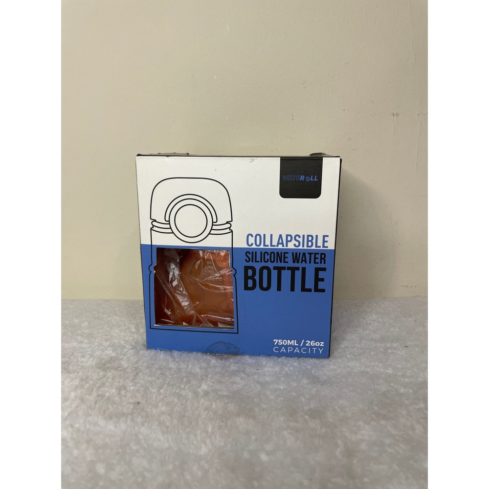 Wateroll Collapsible‎ Silicone Water Bottle 750ml 26oz Orange Travel Hiking New